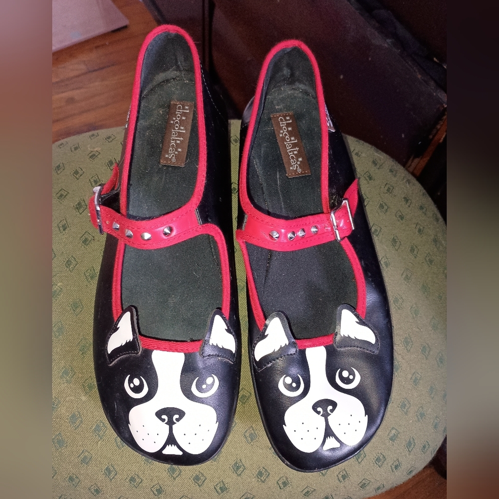Hot Chocolate Mary Jane Women’s Black and Red Dog Shoes - Picture 4 of 5